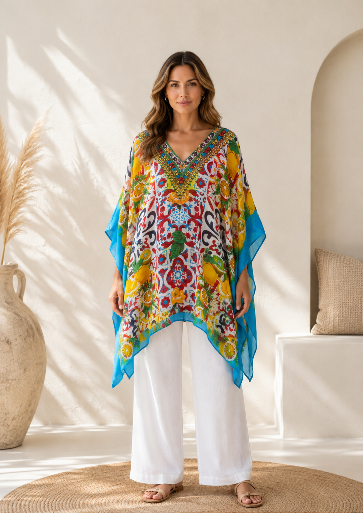 Kaftán Amalfi Lemon Mosaic Blusa