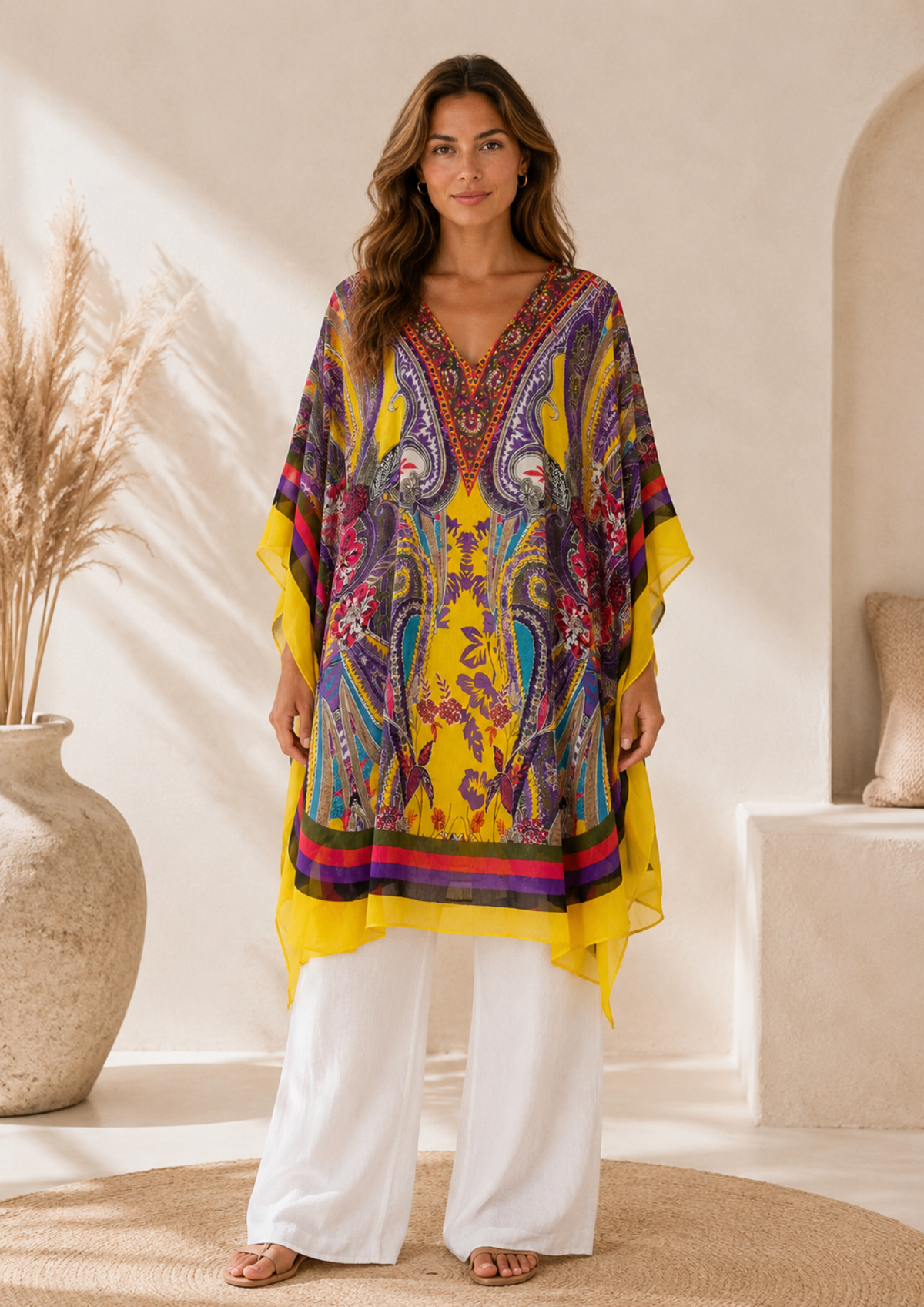 Kaftán Sunset Paisley Blusa | Amarillo