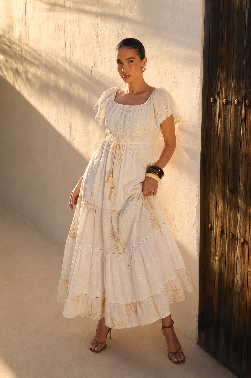 Vestido Midi Romántico Gold Dust