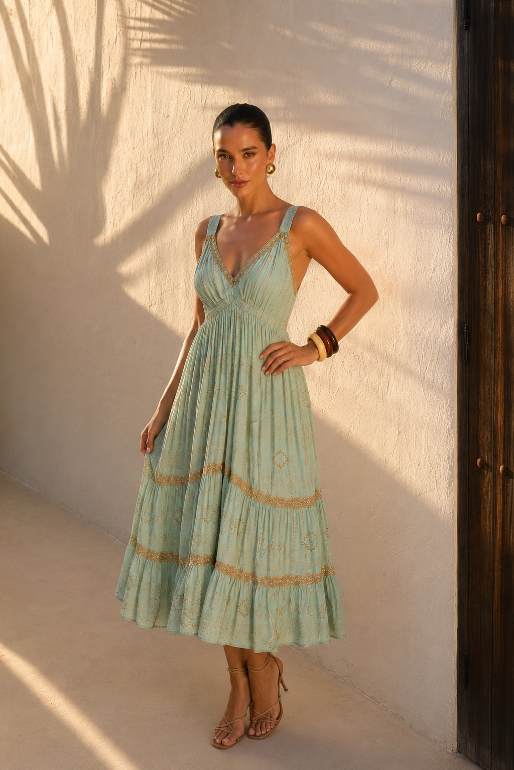 Vestido Midi Mint Golden Boho