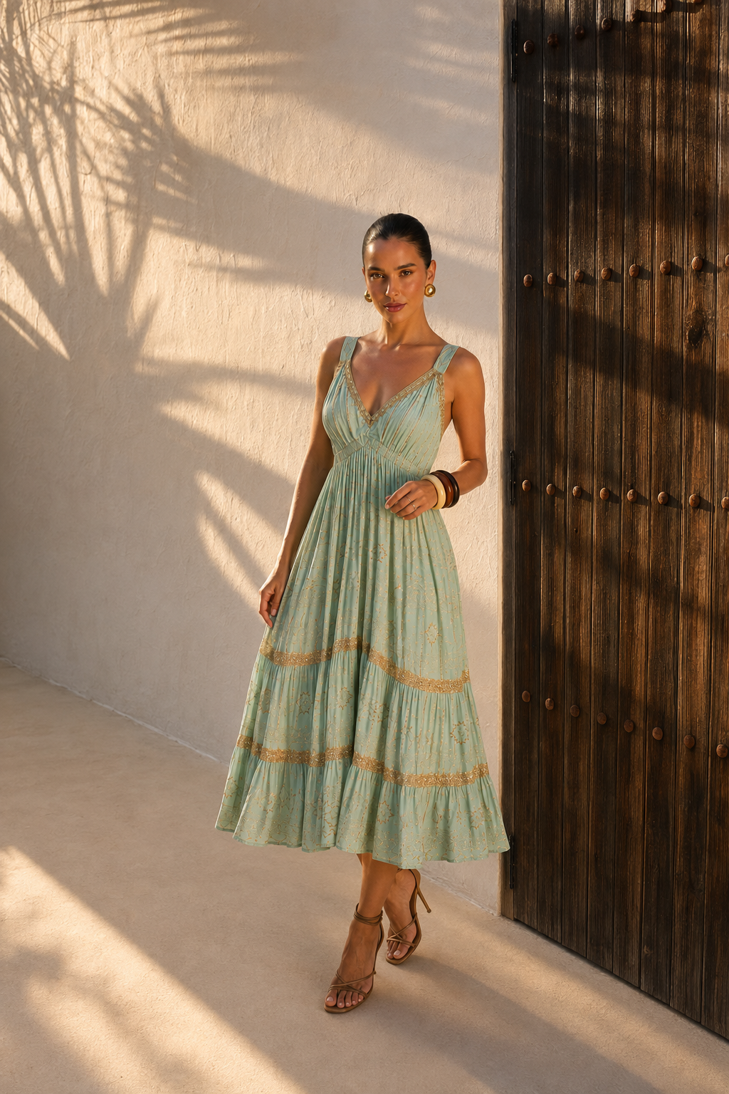 Vestido Midi Mint Golden Boho