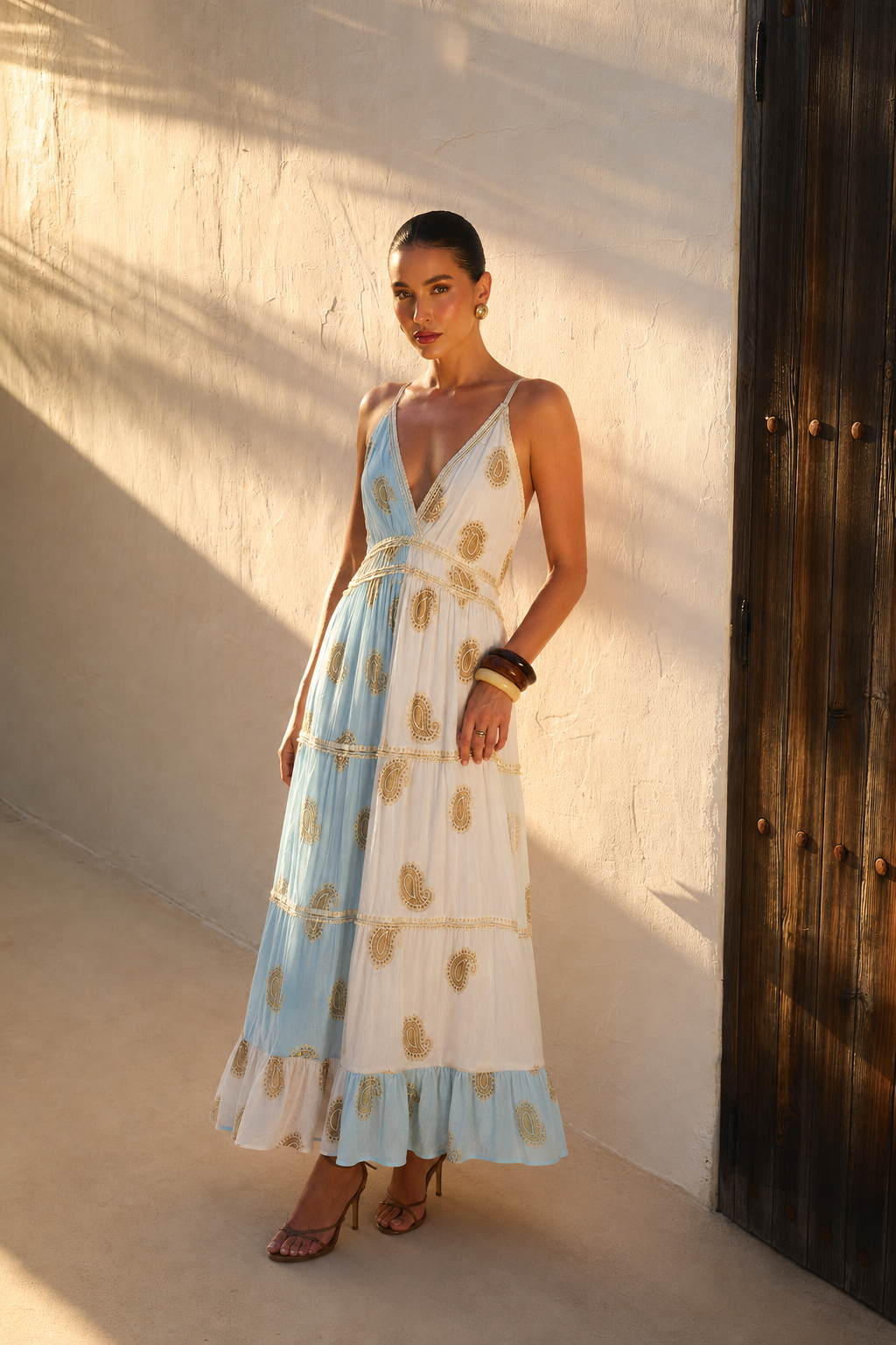 Vestido Largo Celestial Paisley | azul-celeste