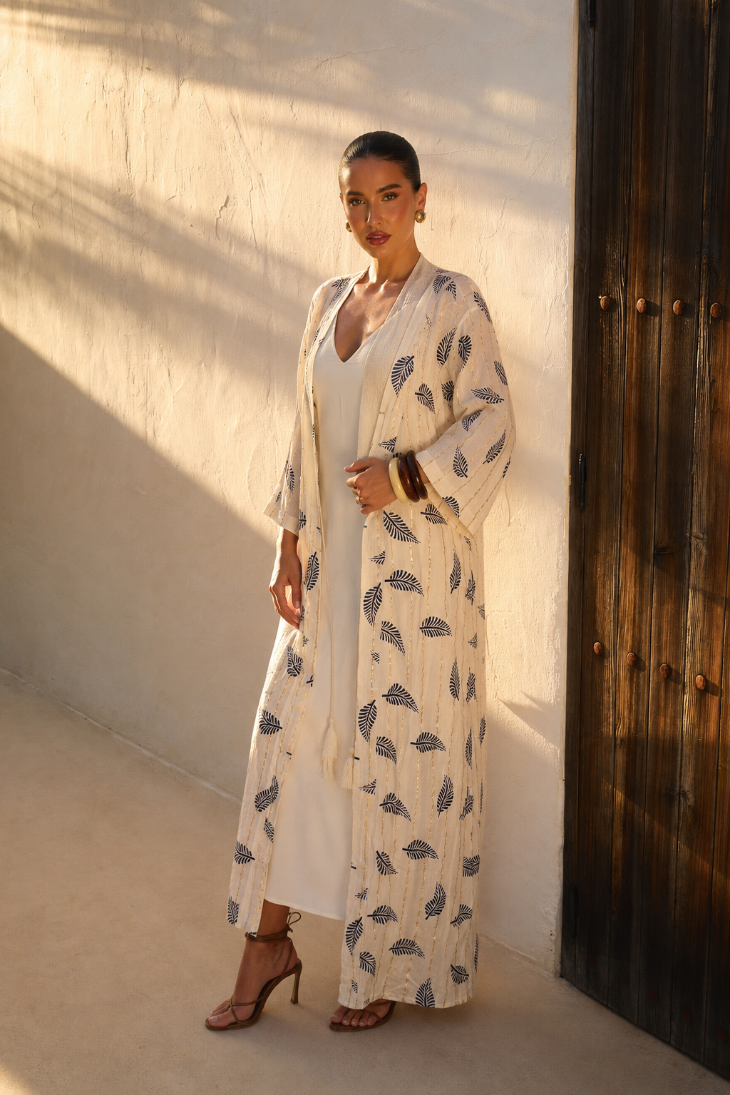 Kimono Largo Ivory Leaf