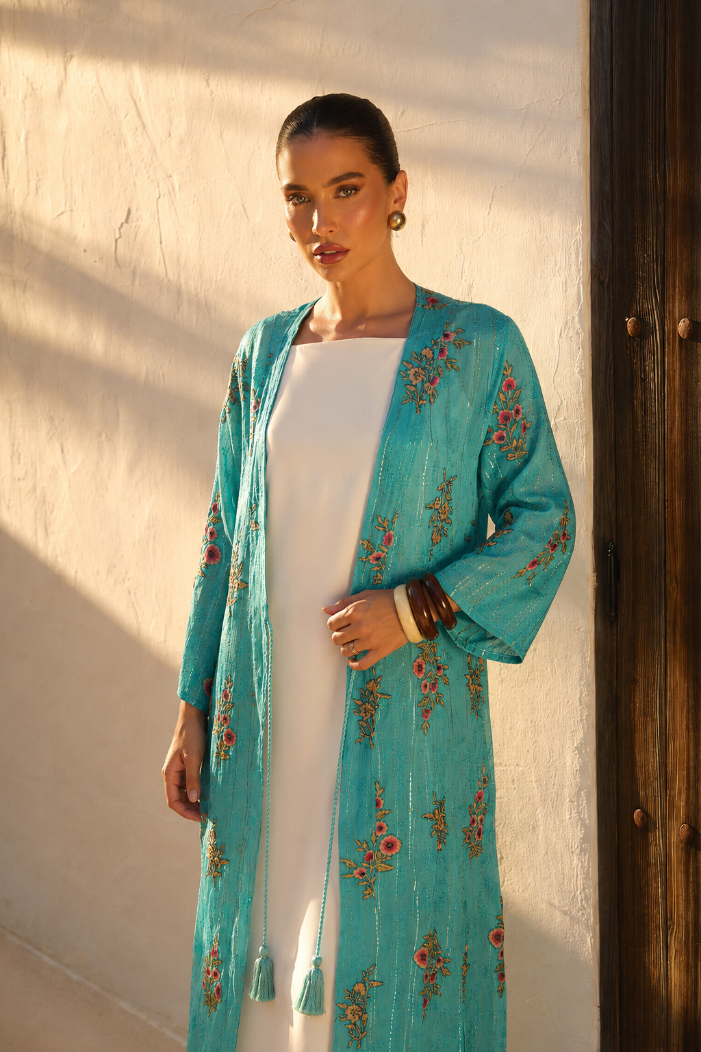 Kimono Largo Ivory Leaf