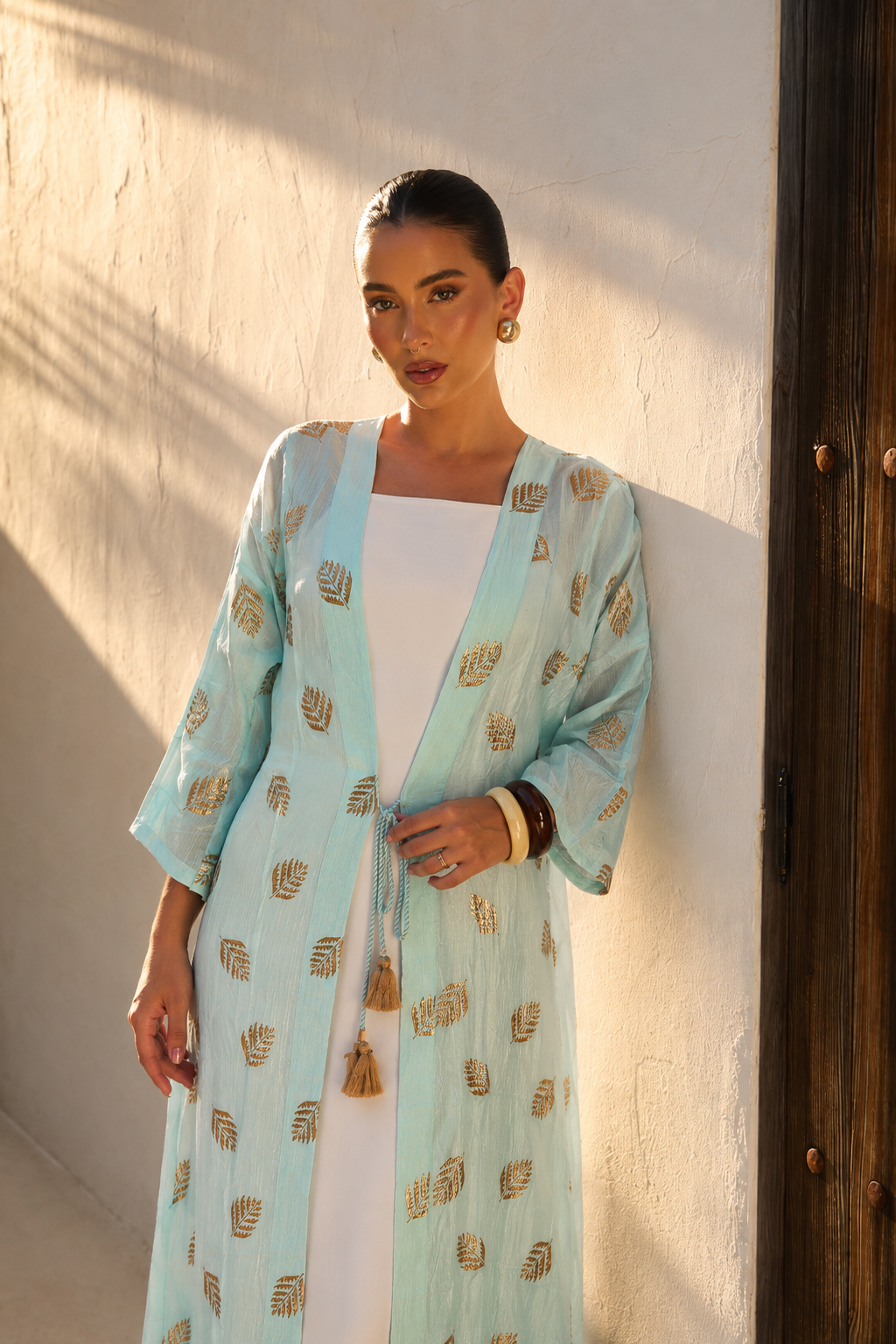 Kimono Largo Ivory Leaf