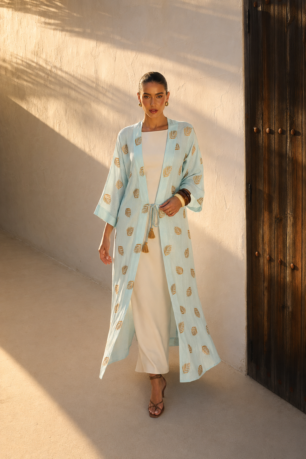 Kimono Largo Ivory Leaf