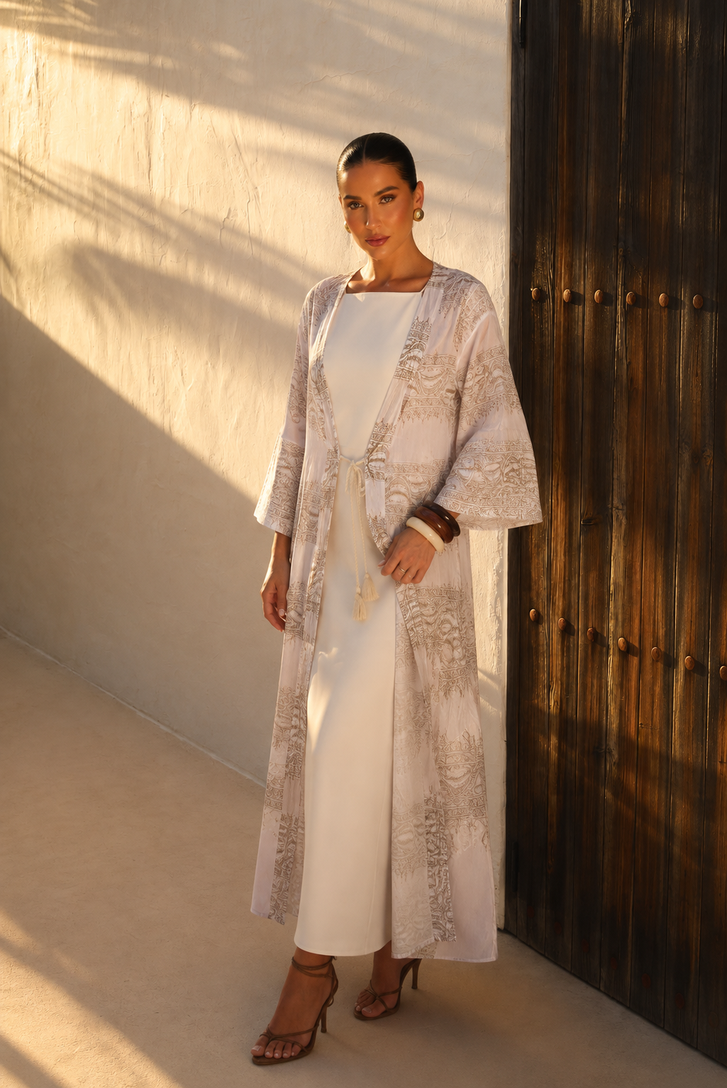 Kimono Largo Ivory Leaf