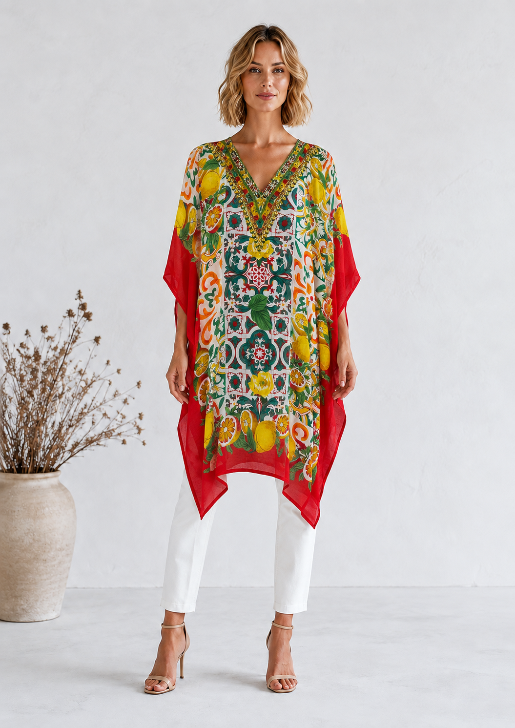 Kaftán Amalfi Lemon Mosaic Blusa