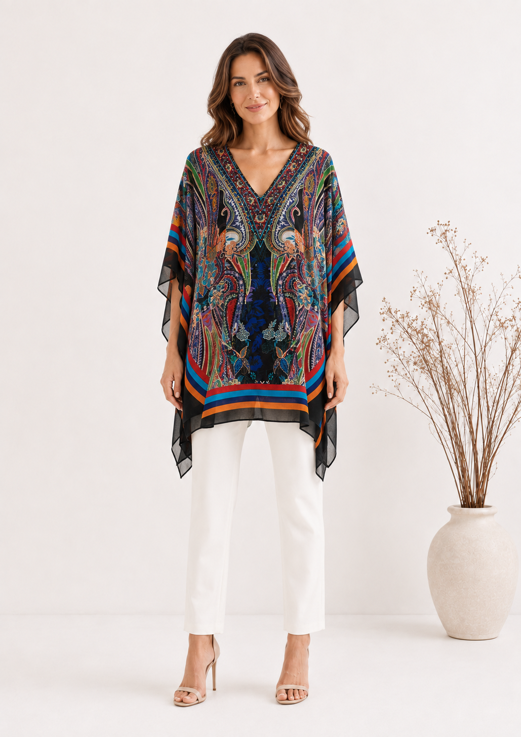 Kaftán Sunset Paisley Blusa | Negro
