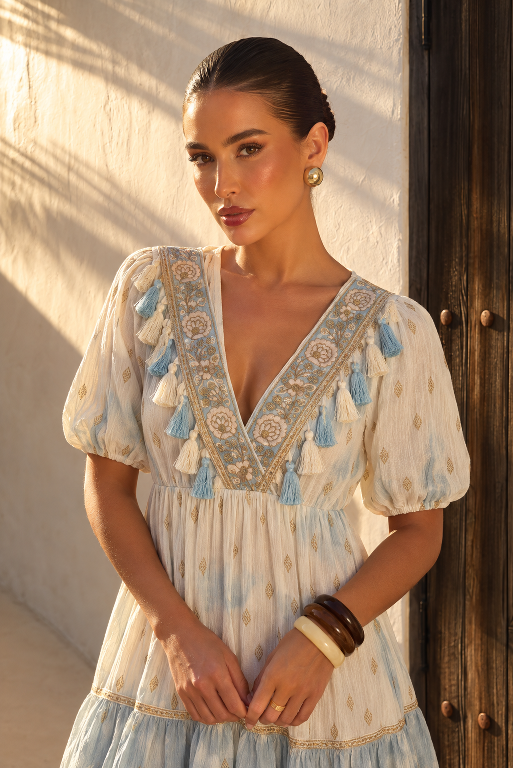 Vestido Corto Nube Boho | celeste-claro
