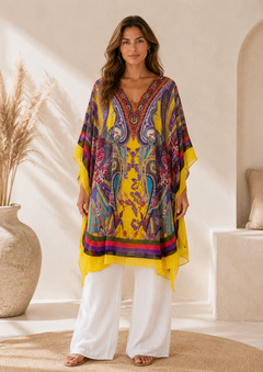 Kaftán Sunset Paisley Blusa | Amarillo