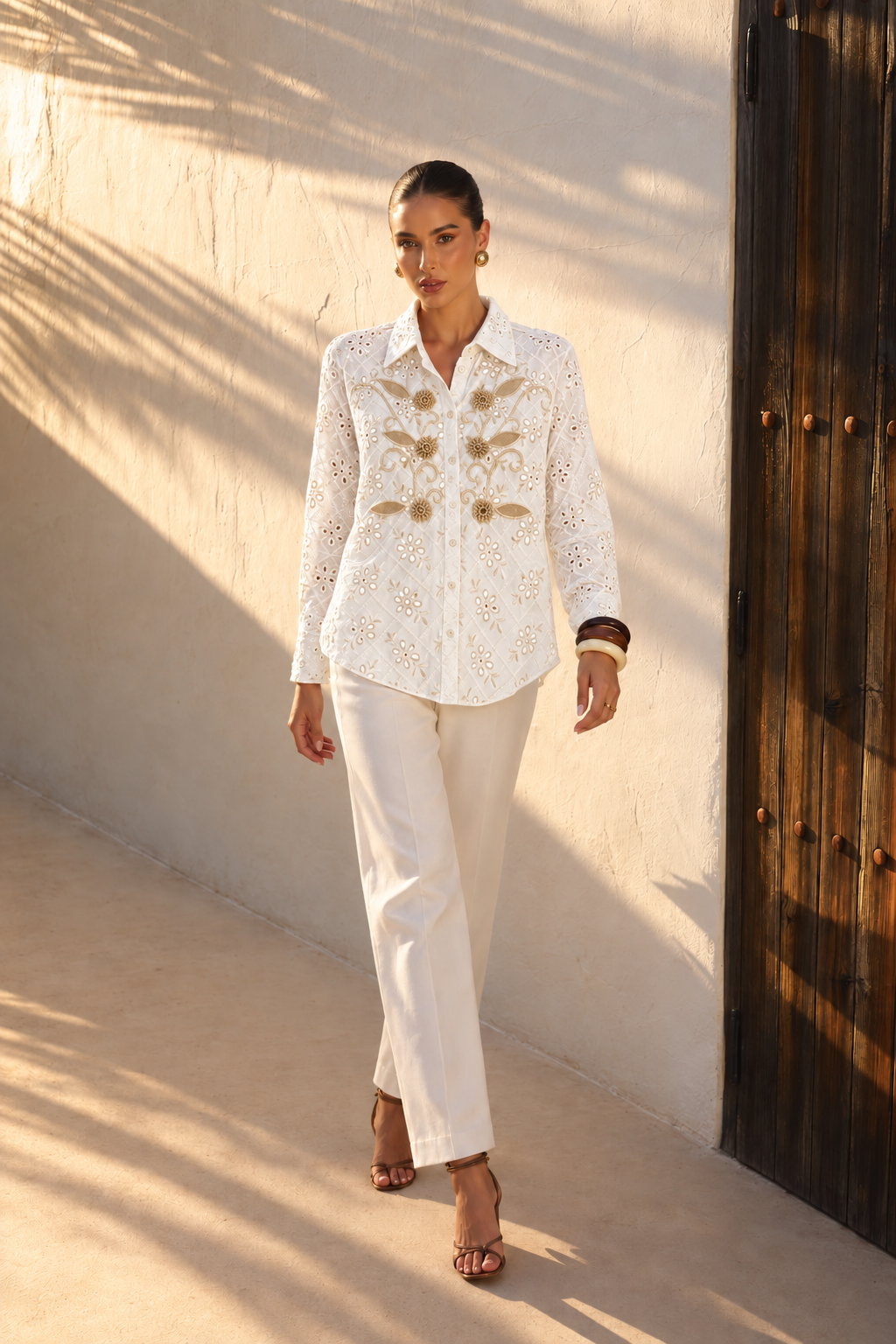 Ivory Golden Broderie Shirt