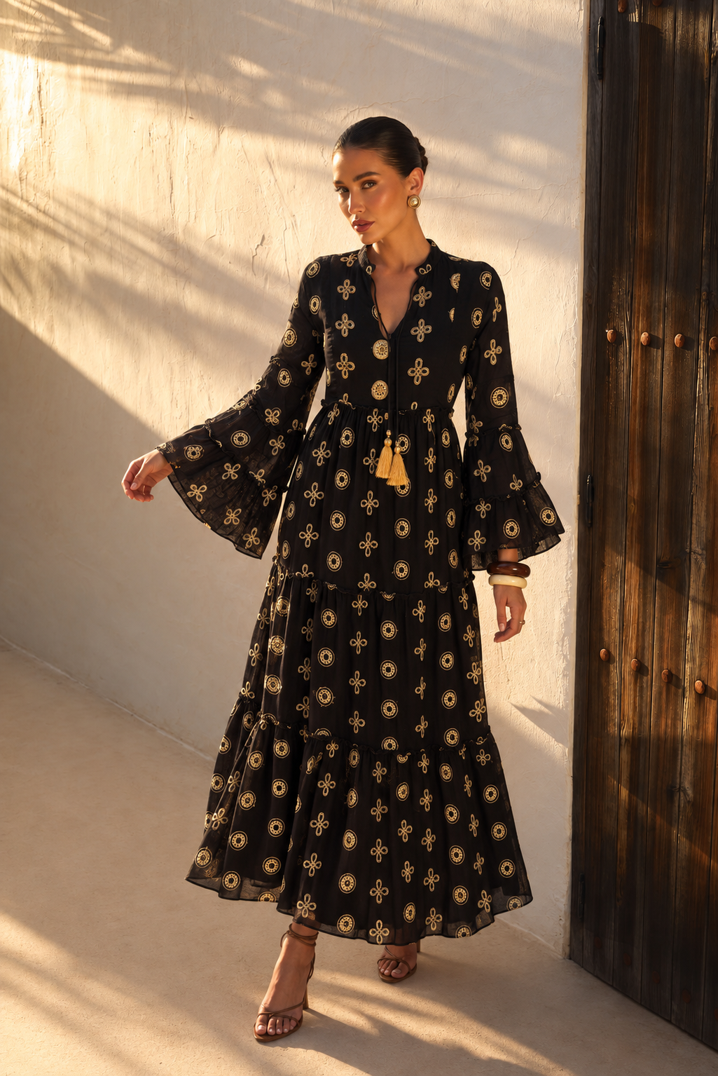 Vestido Largo Midnight Golden Boho | negro