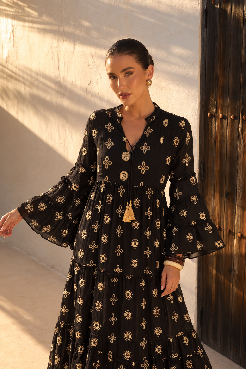Vestido Largo Midnight Golden Boho | negro