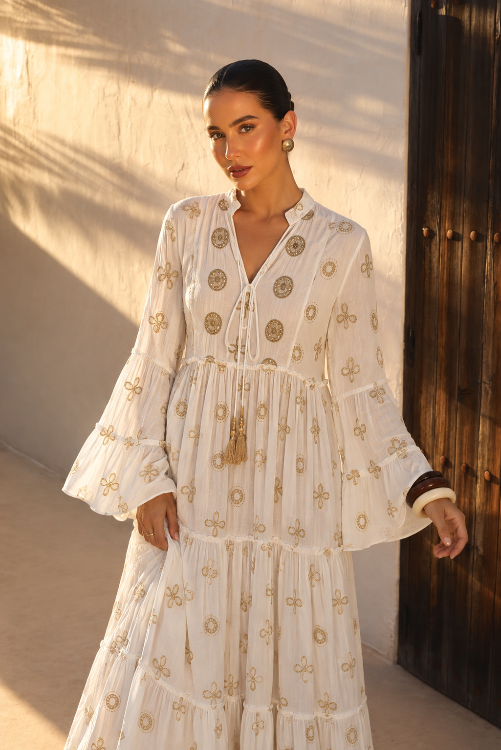 Vestido Largo Midnight Golden Boho | blanco