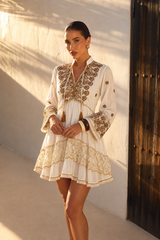 Vestido Corto Vainilla Bordado | blanco