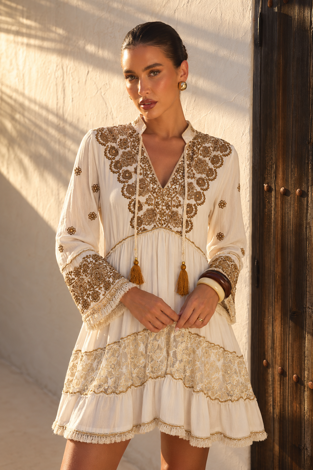 Vestido Corto Vainilla Bordado | blanco