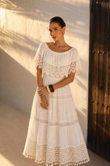 Vestido Maxi Inspiración Ibicenca con Detalles de Ganchillo