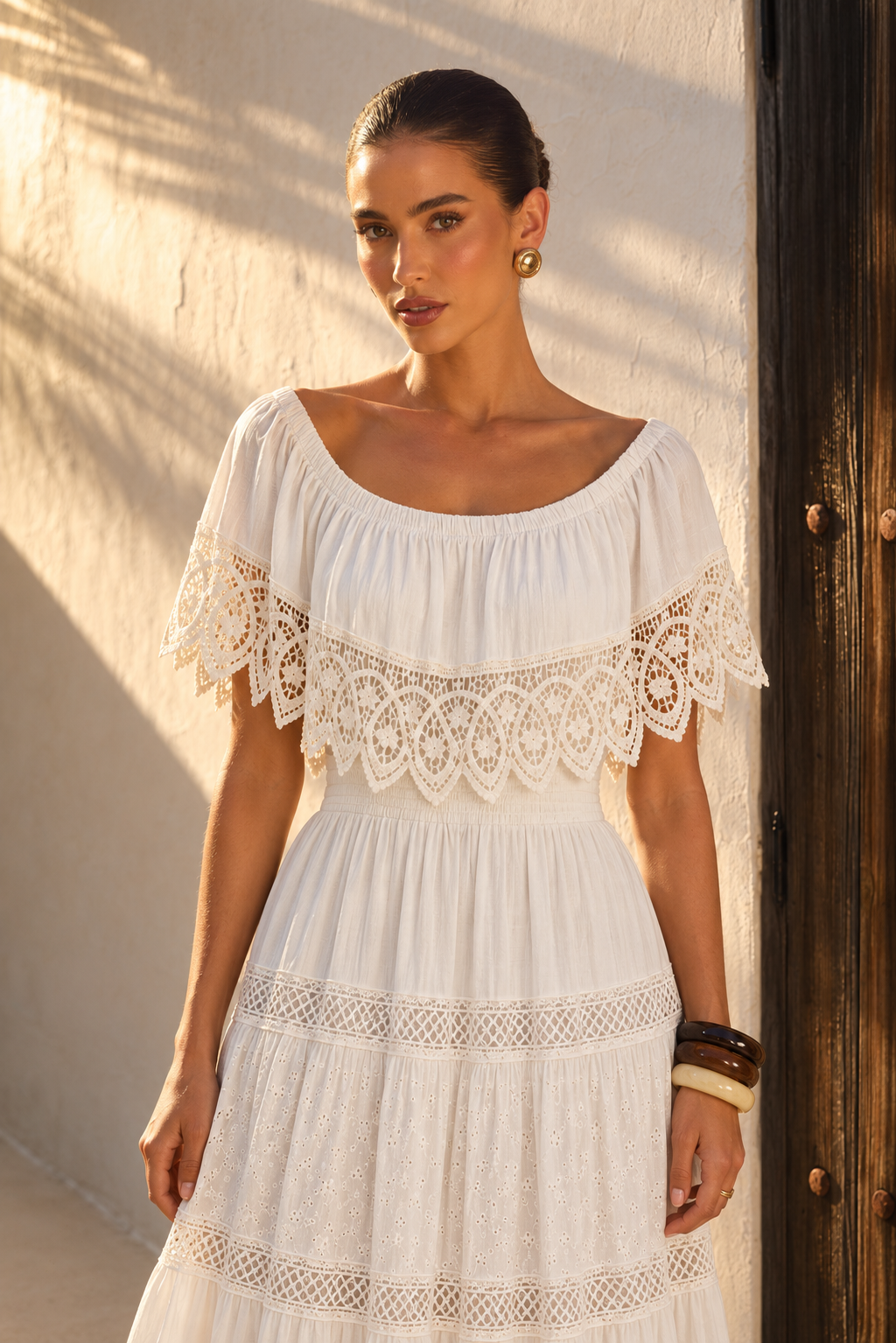 Vestido Maxi Inspiración Ibicenca con Detalles de Ganchillo