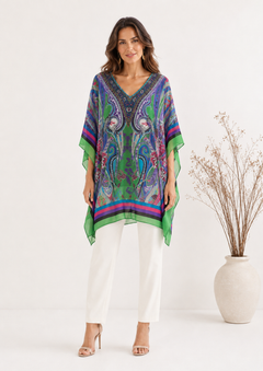 Kaftán Sunset Paisley Blusa | Verde