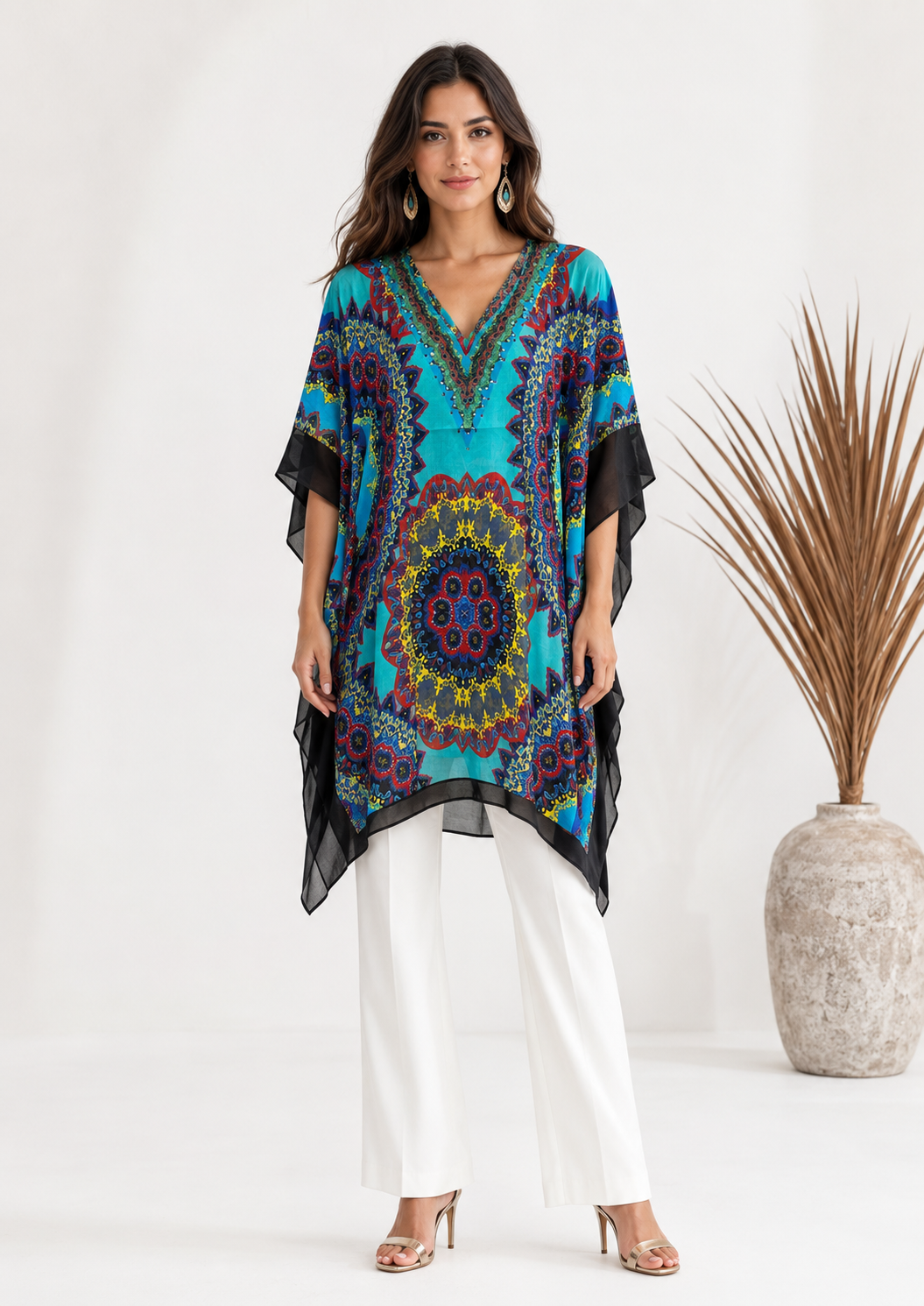 Kaftán Turquoise Mandala Blusa