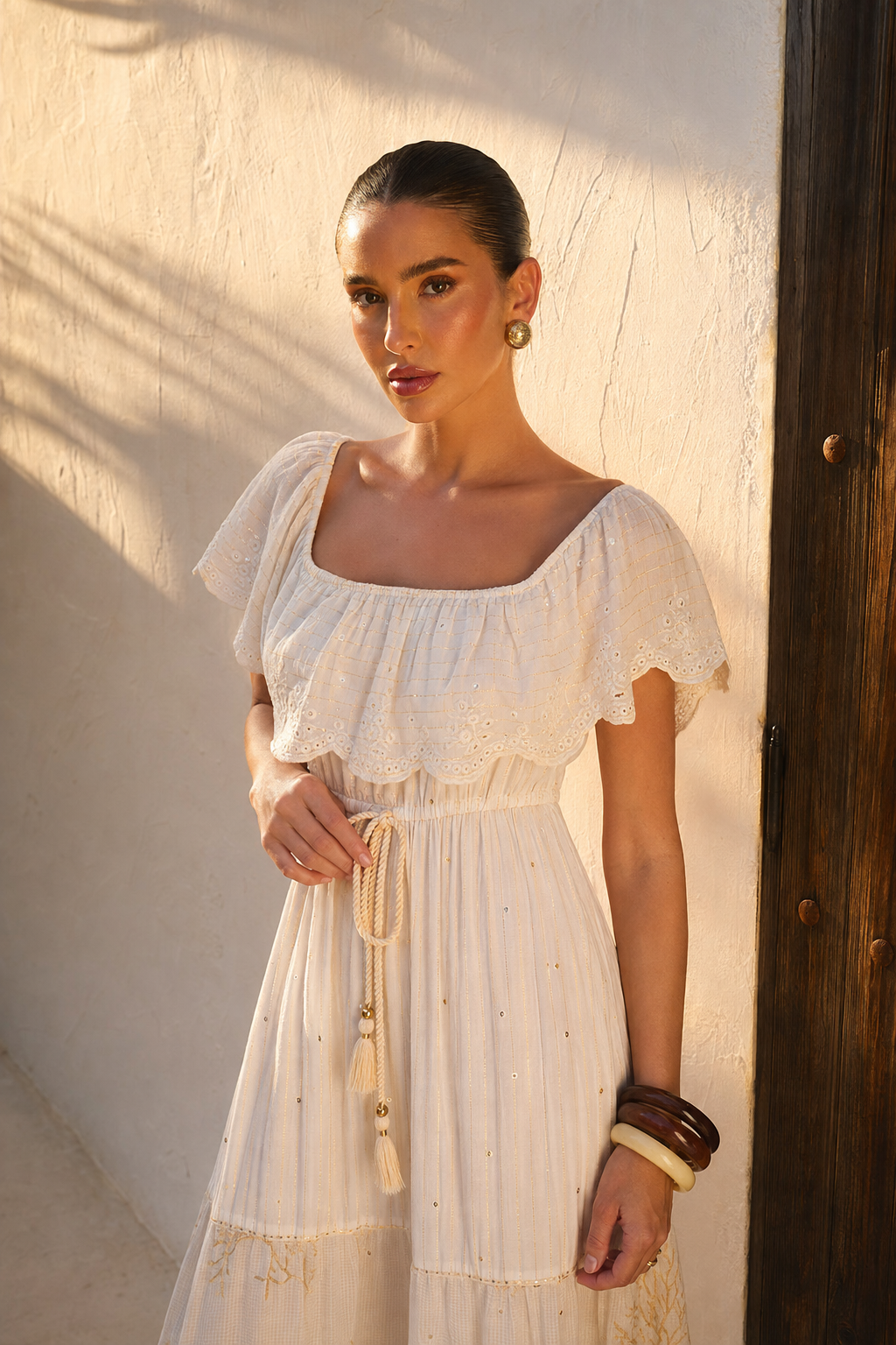 Vestido Midi Romántico Gold Dust