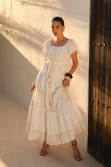 Vestido Midi Romántico Gold Dust