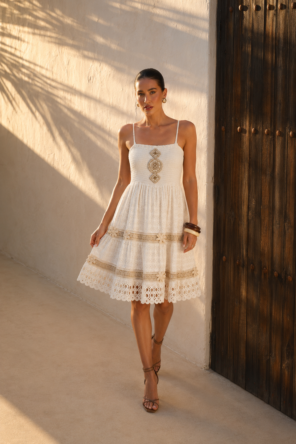 Vestido Corto Ivory Heritage Eyelet