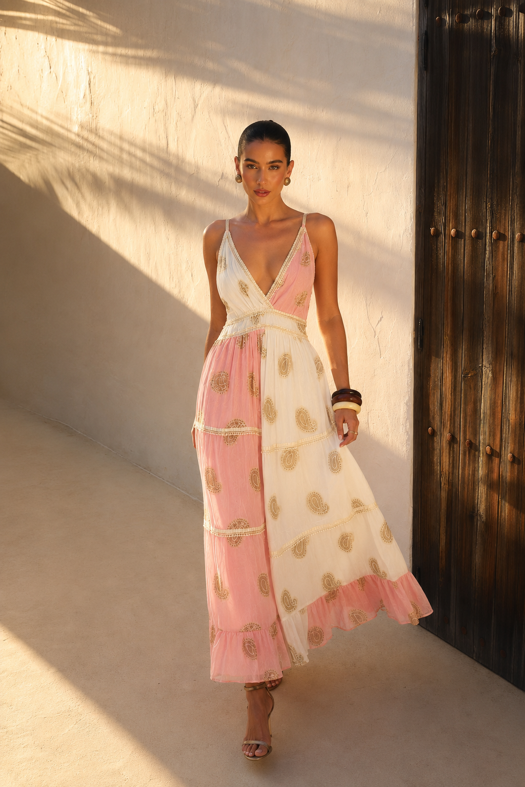 Vestido Largo Celestial Paisley | rosa-medio