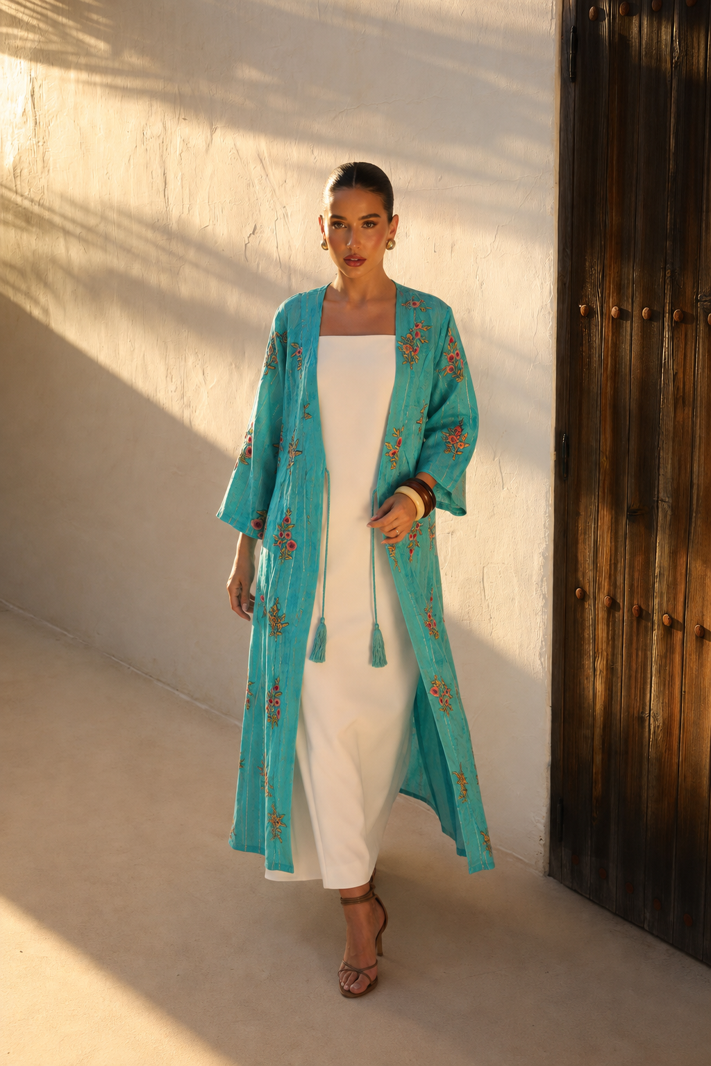 Kimono Largo Ivory Leaf