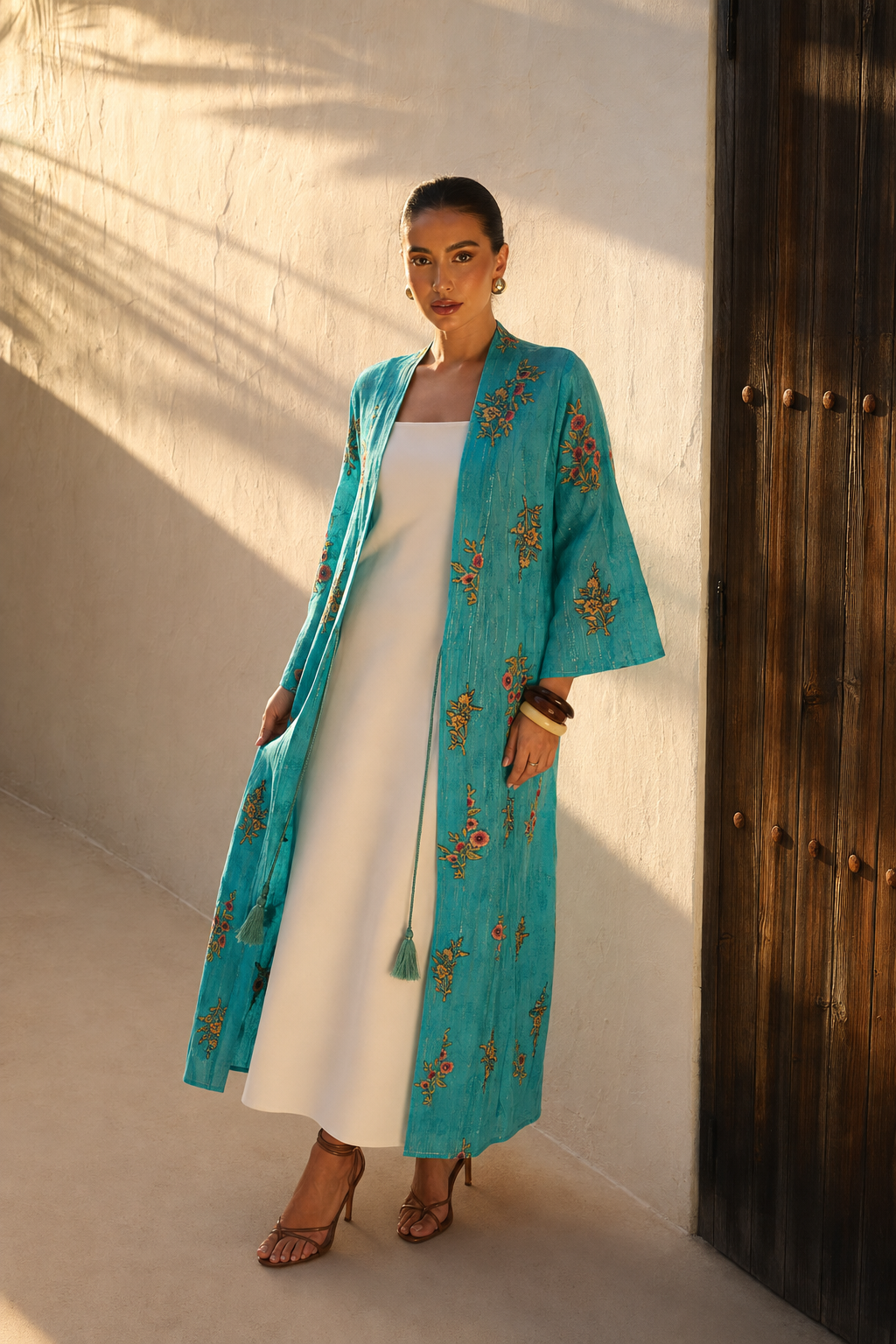 Kimono Largo Ivory Leaf