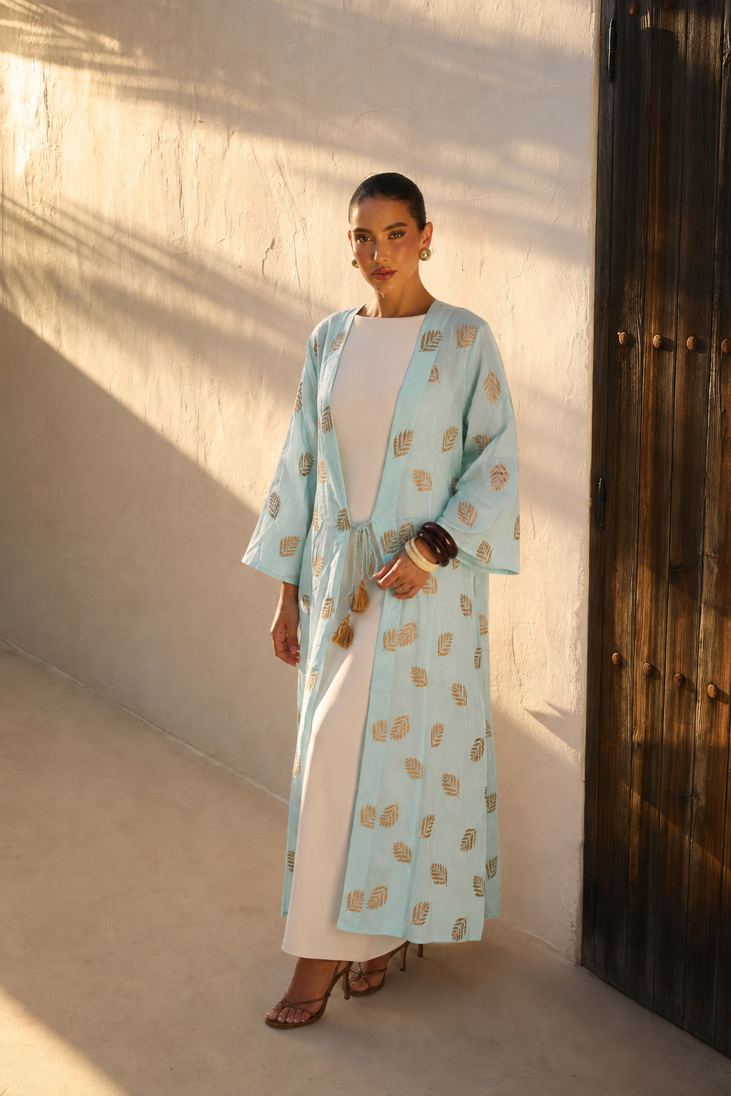 Kimono Largo Ivory Leaf