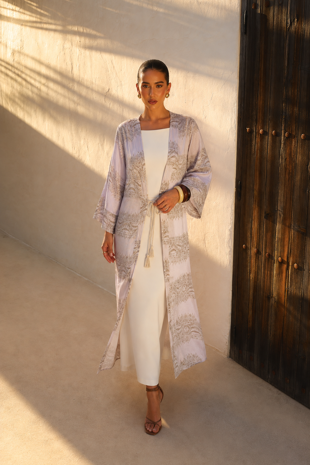 Kimono Largo Ivory Leaf