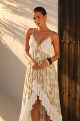 Vestido Midi Ivory Tassel High-Low