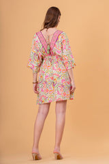 Minivestido Túnica Estampado Cachemira Neón