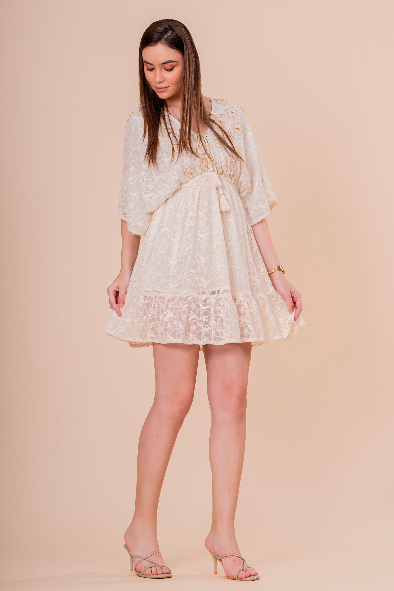 Vestido Midi Kaftán Estampado Paisley Amarillo y Turquesa