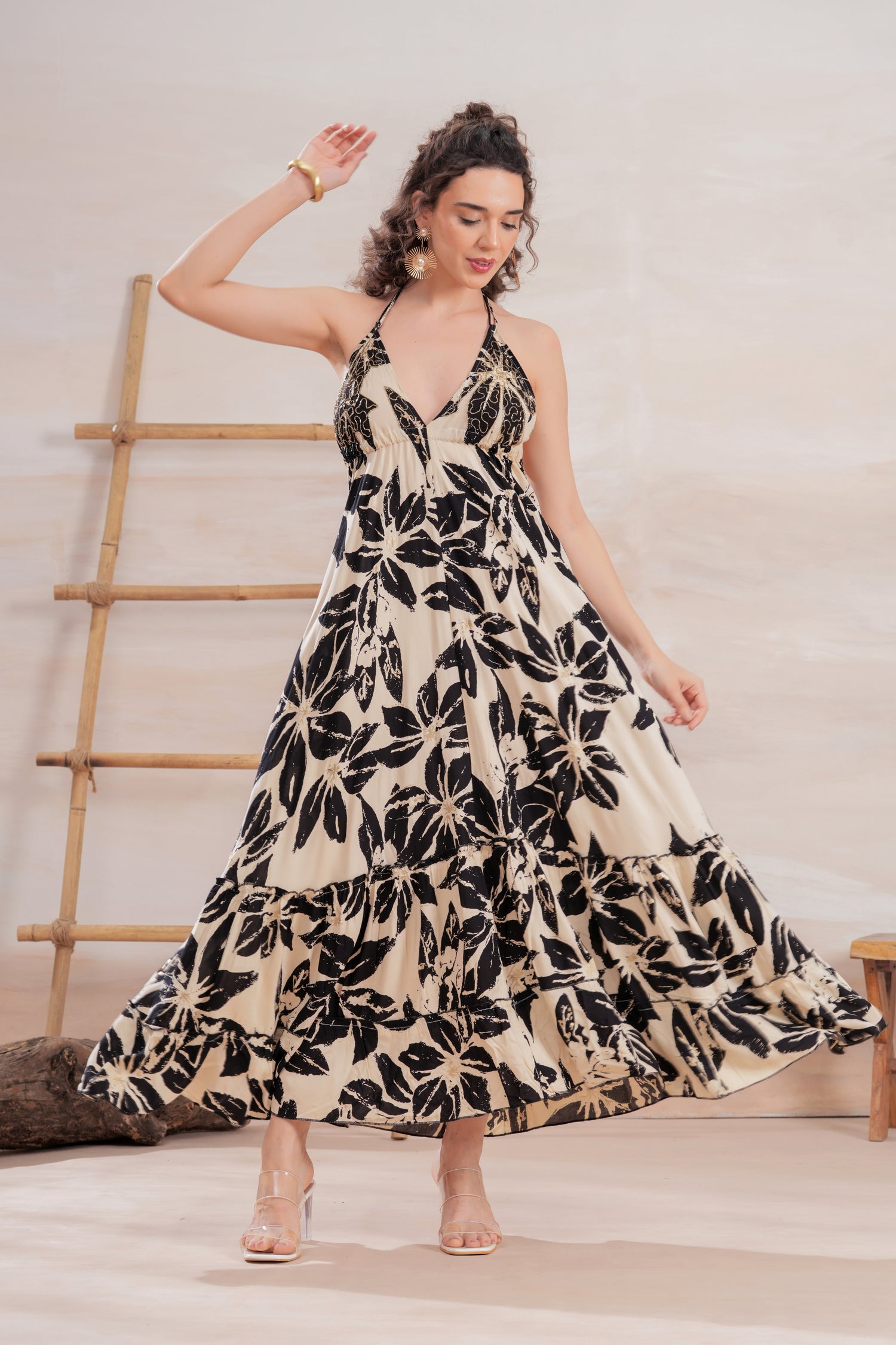 Vestido Largo Halter Floral Eclipse