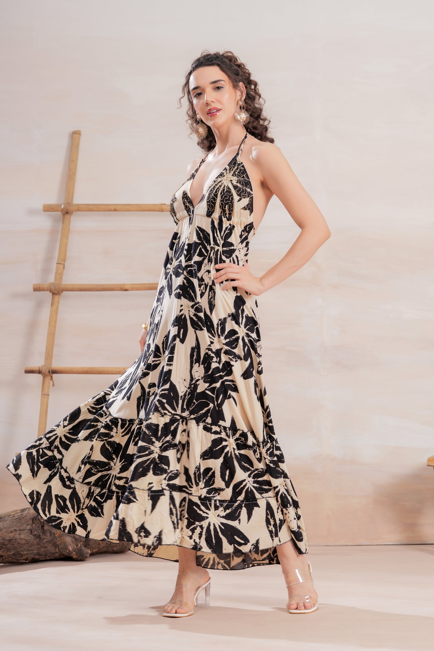 Vestido Largo Halter Floral Eclipse