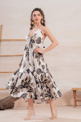 Vestido Midi Espalda Abierta Mocha Bloom