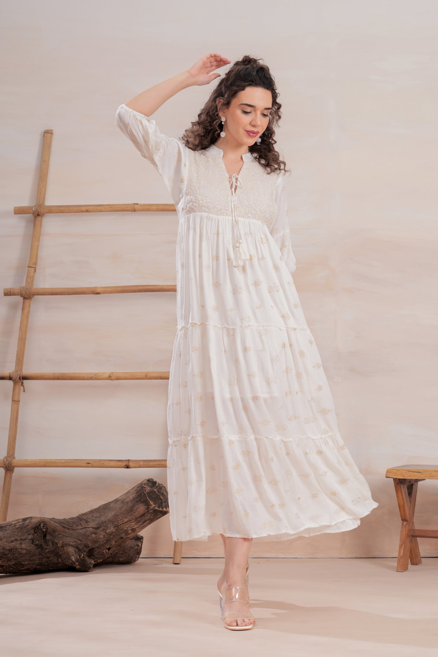 Vestido Marfil Bordado