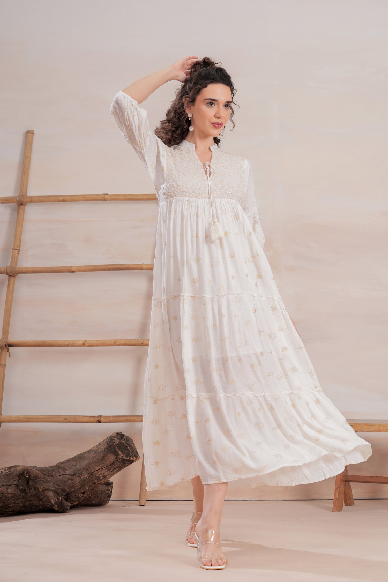 Vestido Marfil Bordado