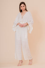 Mono Jumpsuit Crudo Texturizado con Manga Campana