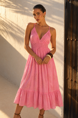 Vestido Midi Rosado Oro