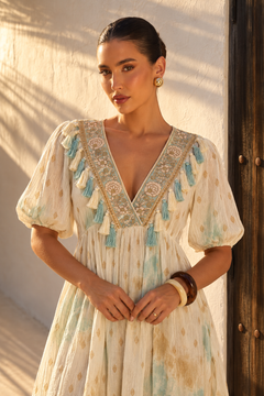 Vestido Corto Nube Boho | amarillo-mostaza