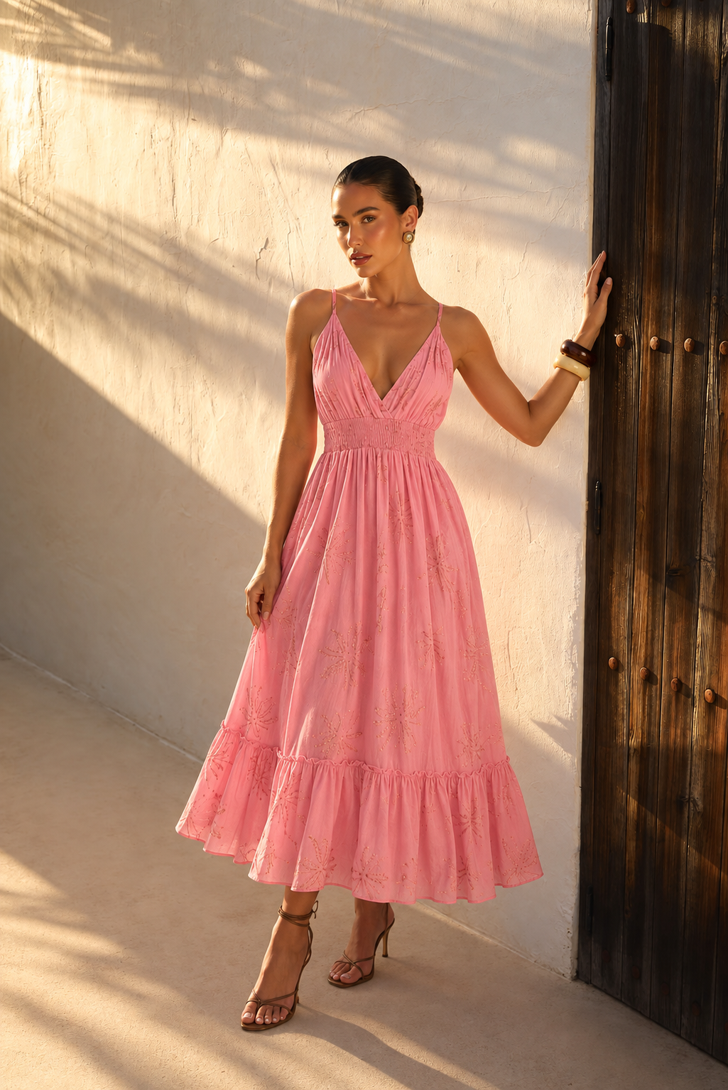Vestido Midi Rosado Oro